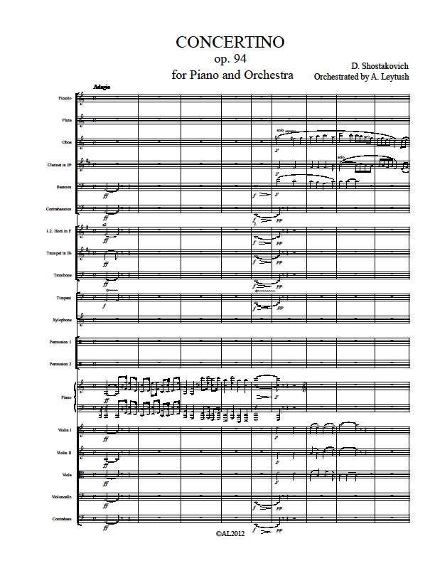 Shostakovich  Concertino Op94 For Piano And Orchestra